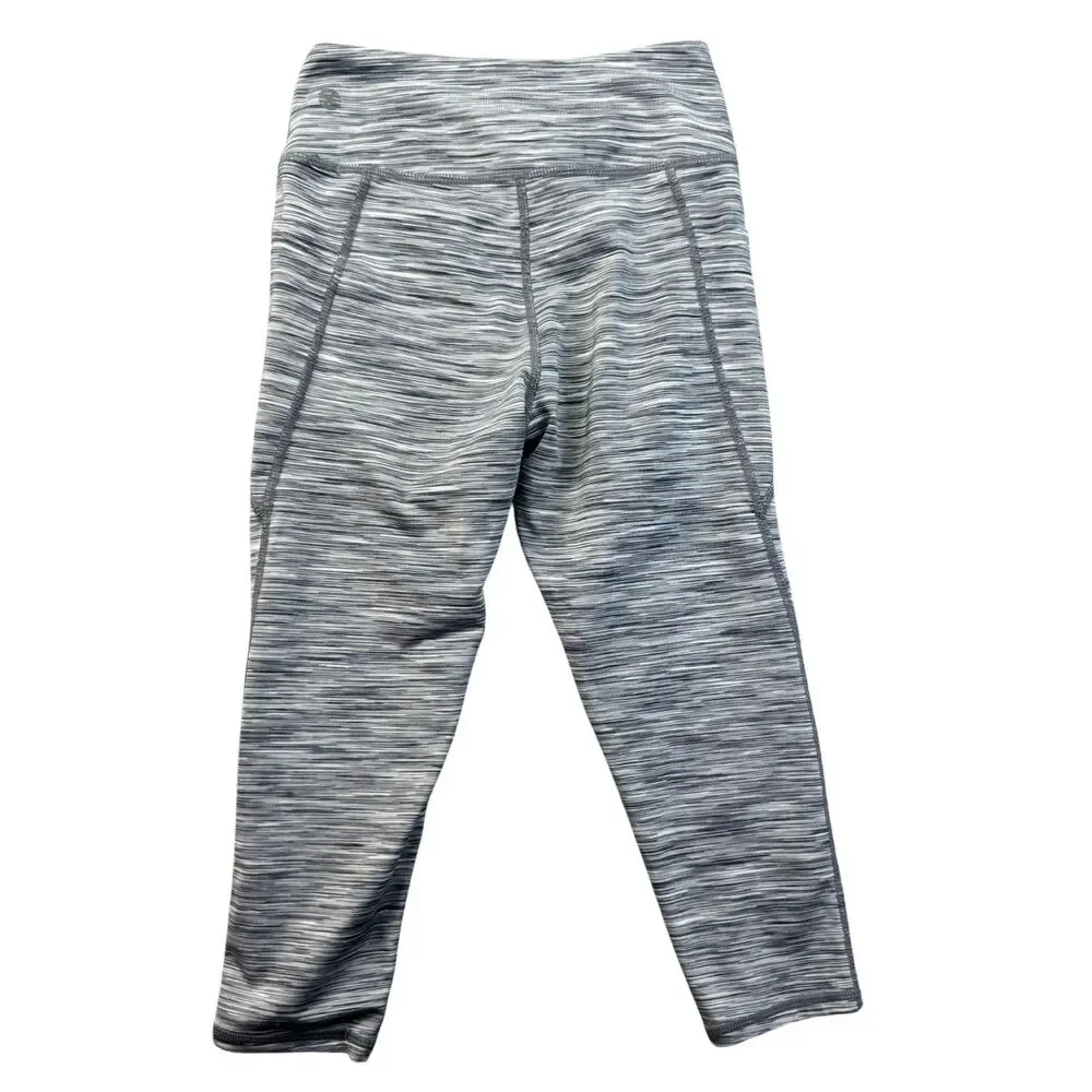 Z by Zella Leggings Girls Small 7/8 Gray Heather Wide Waistband Pull on Stretch